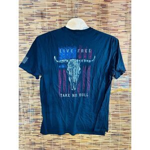 Buck Wear 2XL Live Free Take no Bull T-Shirt Americana Flag